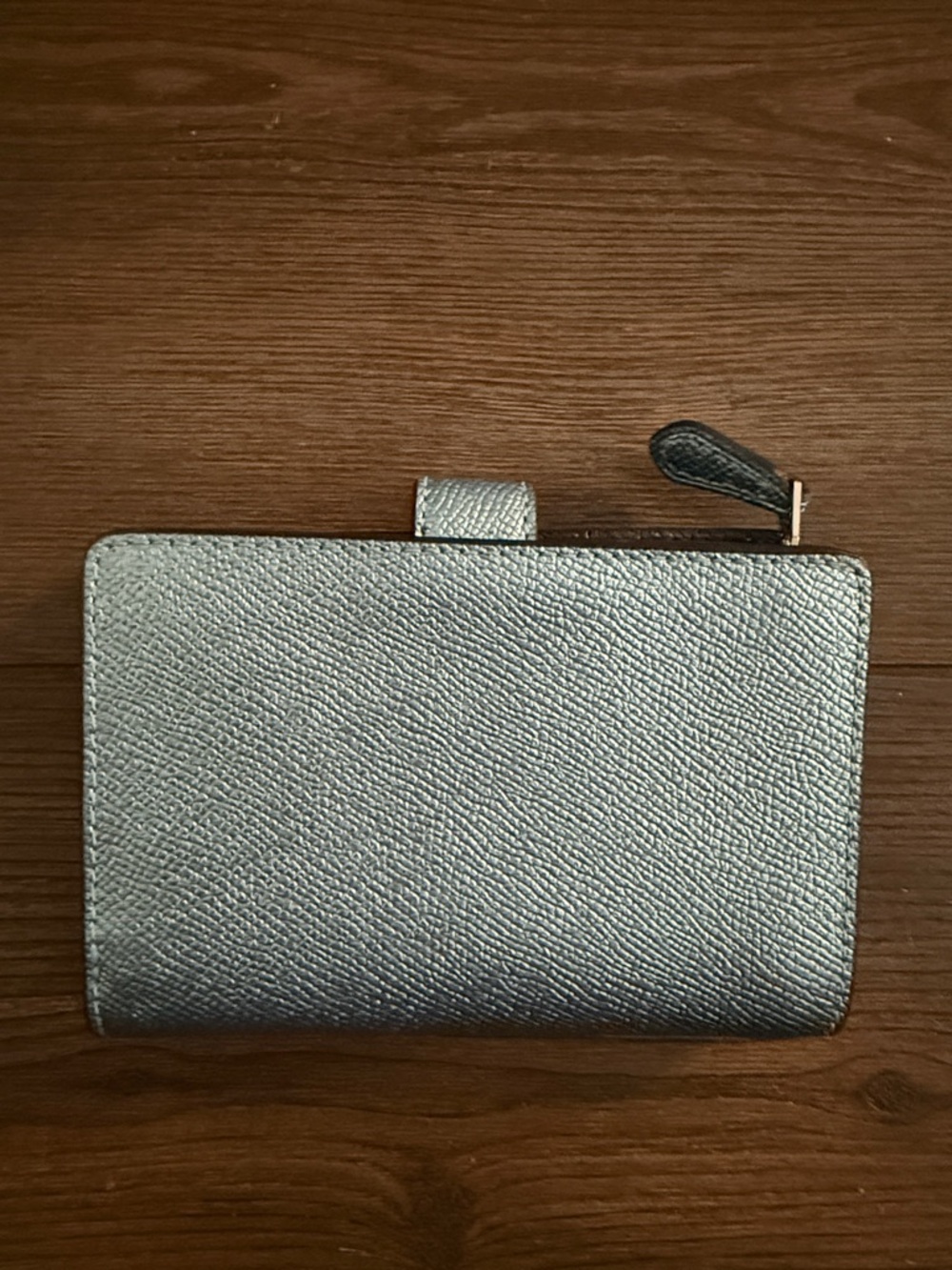 Coach Metallic Light Silver Leather Zip & Snap Wallet - Picture 2 of 6